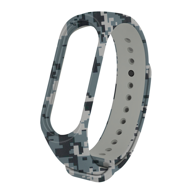Ремінець Xiaomi Mi Band 4 / 3 MiJobs з малюнком силіконовий браслет Pixel камуфляж - Синій / Чорний 2138P