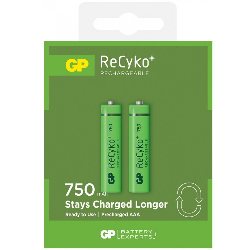 Акумулятори AAA GP (R03) 750mAh LSD NiMh 2шт ReCyko+ (GP75AAAHCE-U2) 1,2 V