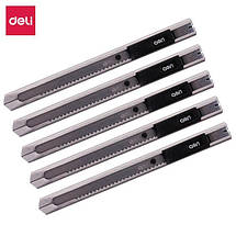 Ніж канцелярський Deli 2058E срібло, 9 мм, метал корпус SK5, фото 4