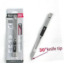 Ніж канцелярський Deli 2034 срібний, 9 мм, метал корпус, 30 градусів заточення леза, фото 2