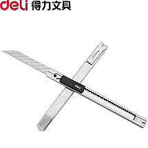 Ніж канцелярський Deli 2034 срібний, 9 мм, метал корпус, 30 градусів заточення леза, фото 4