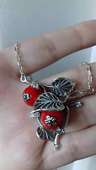 Срібна кольє Варус із червоним нефритом