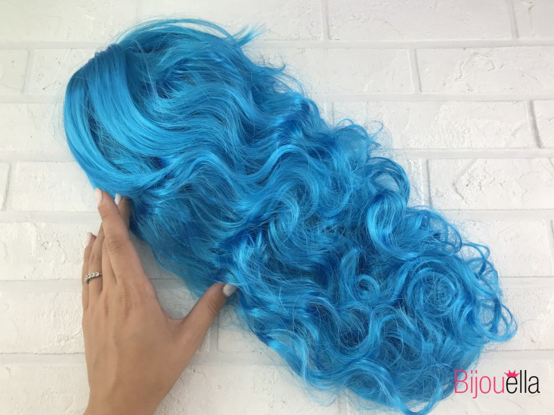 Перука мальвіни блакитний на маскарад на Хелловін кучерявий на карнавал, ранок, фото 1