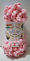 Пряжа Alize Puffy петелькова пряжа для в'язання без спиць № 185 - рожевий