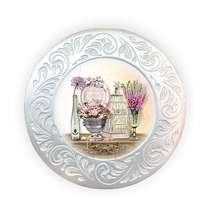 Декоративна полікерамична тарілка  Букет дельфініумів 18 см прт03ф18