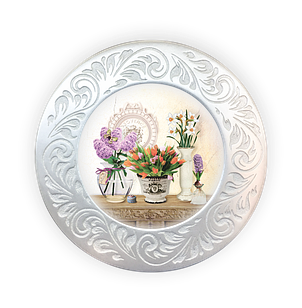 Декоративна полікерамична тарілка  Букет тюльпанів 18 см прт04ф18