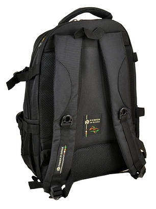 Рюкзак міський шкільний спортивний з USB Чорний на дві блискавки та кишеня 45x31x20 см Power in Eavas 9606, фото 2