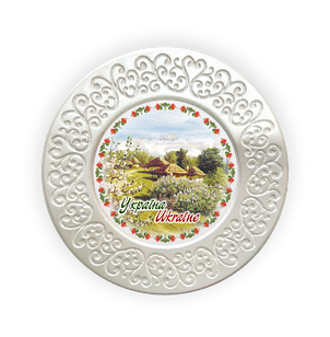 Тарілка полікерамічна  Хутір з яблуневим цвітом 12 см укт03ф12