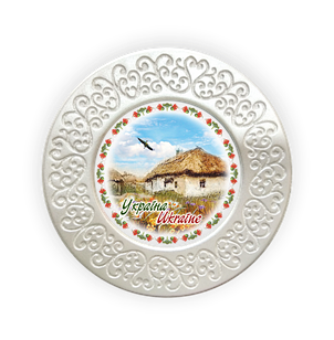 Тарілка полікерамічна Хата з вишневим цвітом 12 см укт04ф12