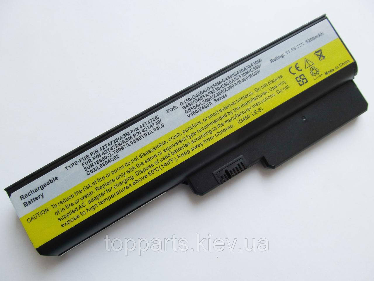 Батарея для ноутбука Lenovo IdeaPad G430 42T4585, 5200mAh, 6cell, 11.1V, Li-ion, чорна,