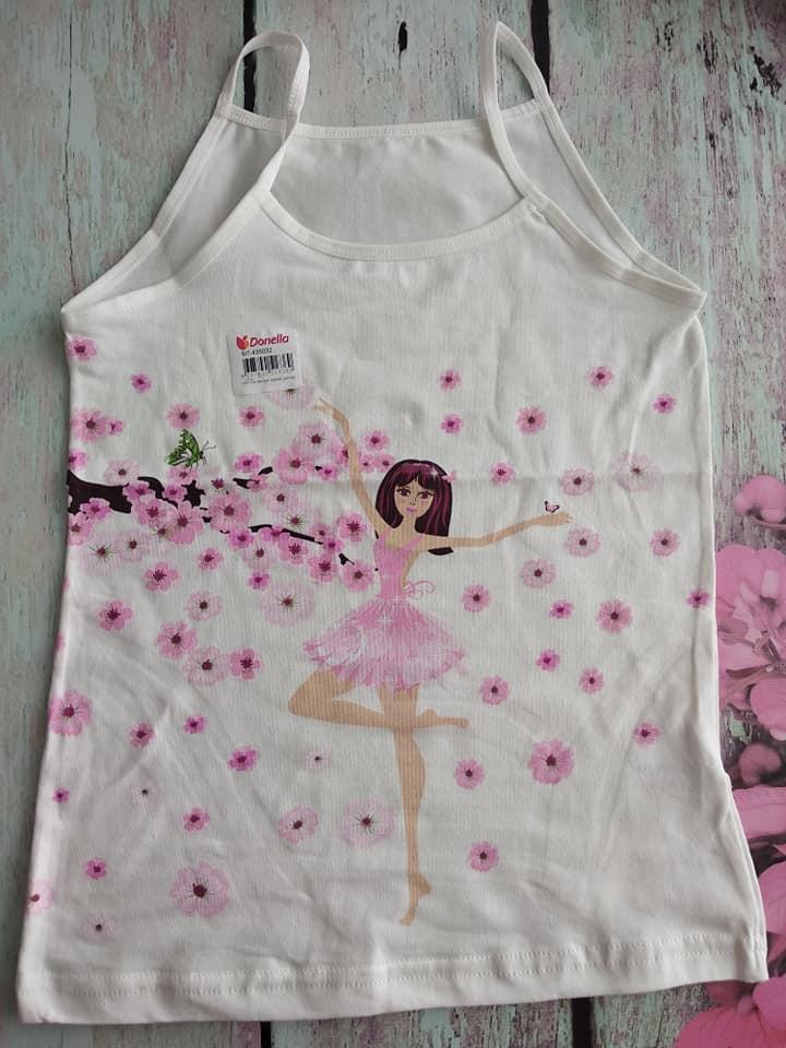 Майка для дівчинки тонка бретель 6/7р TM Donella біла, фото 1