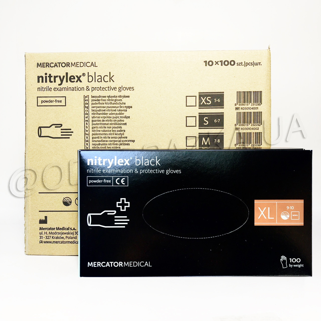 Одноразові нітрилові рукавички Nitrylex Black, розмір XL, чорні, опт від ящика