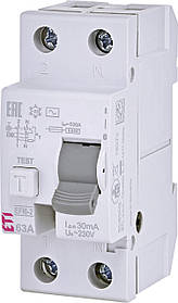 Диференціальне реле ETI (УЗО) EFI-2 2P 63A 30mA 6kA AC (2062134)