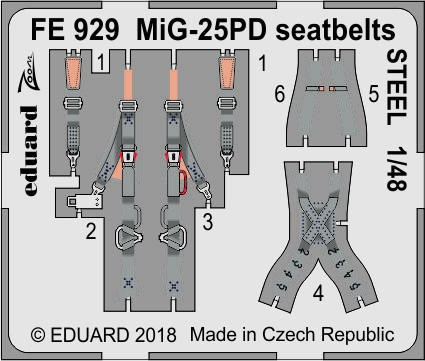 Фототравлення для міГ-25ПД сталеві ремені. 1/48 EDUARD FE929