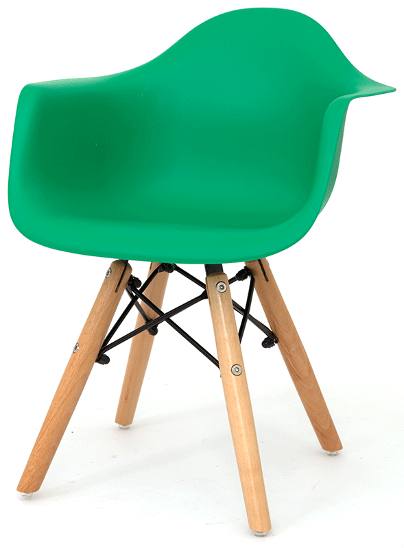 Дитяче крісло Kids Leon Eames DAW зелений 47 на дерев'яних У ногах, дизайн Charles&Ray Eames