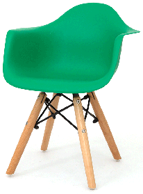 Дитяче крісло Kids Leon Eames DAW зелений 47 на дерев'яних У ногах, дизайн Charles&Ray Eames