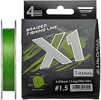 Шнур Favorite X1 PE 4x 150m (l.green) #1.5/0.205 mm 25lb/11.4 kg