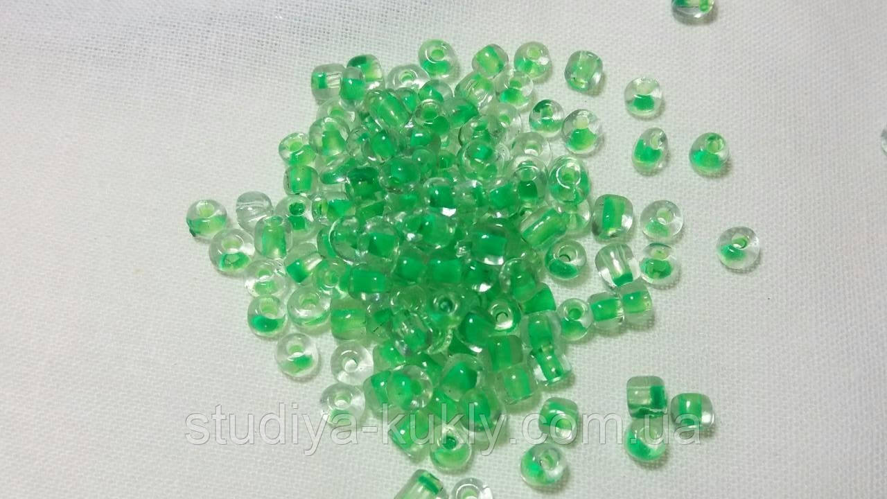 Бісер чеський. Преціоз. №7 Прозорий. Колір зелений, фарбований усередині, арт. 15, фото 1