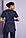 Медичний костюм жіночий темно-синій з бірюзовим кантом — 03108, фото 3