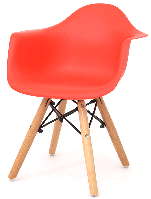 Дитяче крісло Kids Leon Eames DAW червоний 05 на дерев'яних У ногах, дизайн Charles&Ray Eames