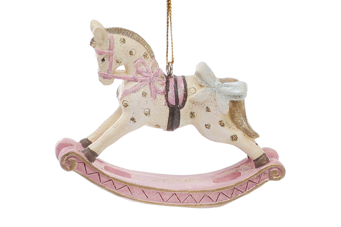 Ялинкова іграшка Символ року 2026 — Конячка-гойдалка, 8см, фото 1