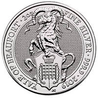 Срібна монета Звірі королеви "Єль в Бофорте" 62.2 грам, VII/X The Yale of Beaufort , 2019