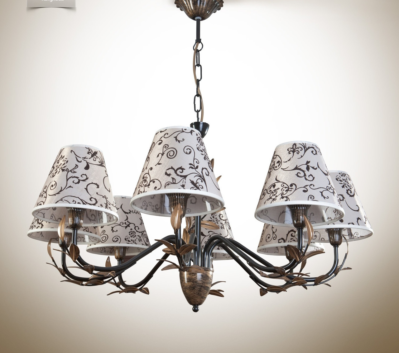 Люстра з гілочками на ланцюгу для великої кімнати, для зали, спальні 8-ти лампова, фото 1