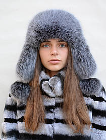Жіноча хутряна шапка вушка з песця Мелієва (Замша)