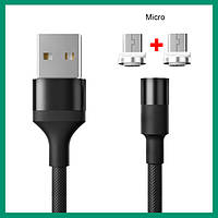 Магнитный кабель microUSB, 2 штекера, 1 метр, ROCK 3A QC 3.0