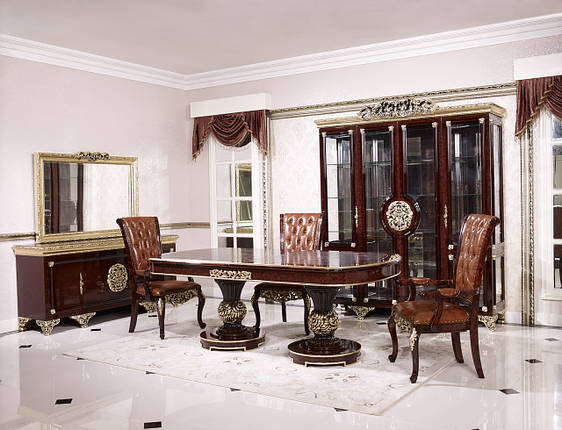 Стіл 190(240) см обідній овальний розкладний коричневий Версаль, фото 1