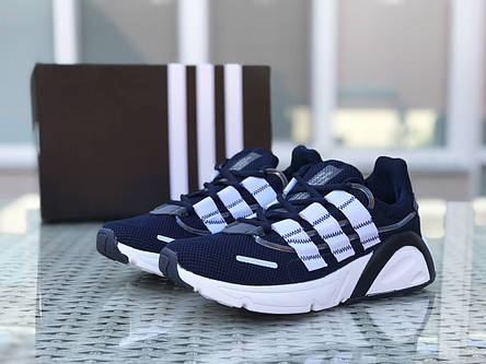 Кросівки чоловічі Adidas LXCON щільна сітка,темно сині з білим, фото 2