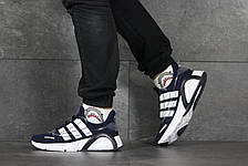 Кросівки чоловічі Adidas LXCON щільна сітка,темно сині з білим, фото 2