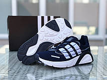 Кросівки чоловічі Adidas LXCON щільна сітка,темно сині з білим, фото 3