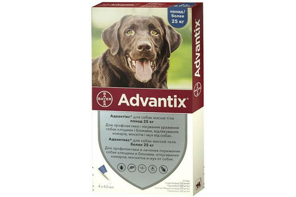 Краплі для собак вагою більше 25 кг від бліх і кліщів, Advantix, Bayer, ціна за 1 піпетку, фото 1