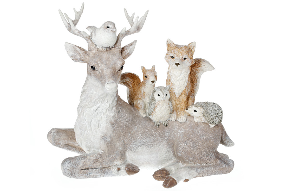 Декоративна статуетка Олень з тваринами, 44см, колір - сіро-коричневий 707-352, фото 1