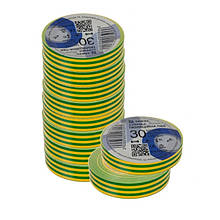 Ізоляційна стрічка ТАКЕЛ 0,13 мм х 19мм х 30м, колір жовто-зелений
