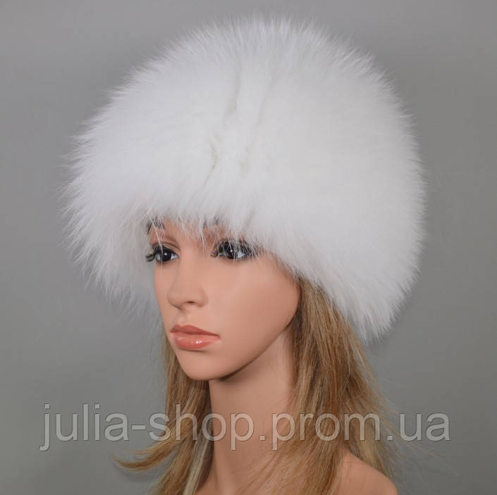 Женская шапка мех лисы цвет белый - фото 1 - id-p1039027405