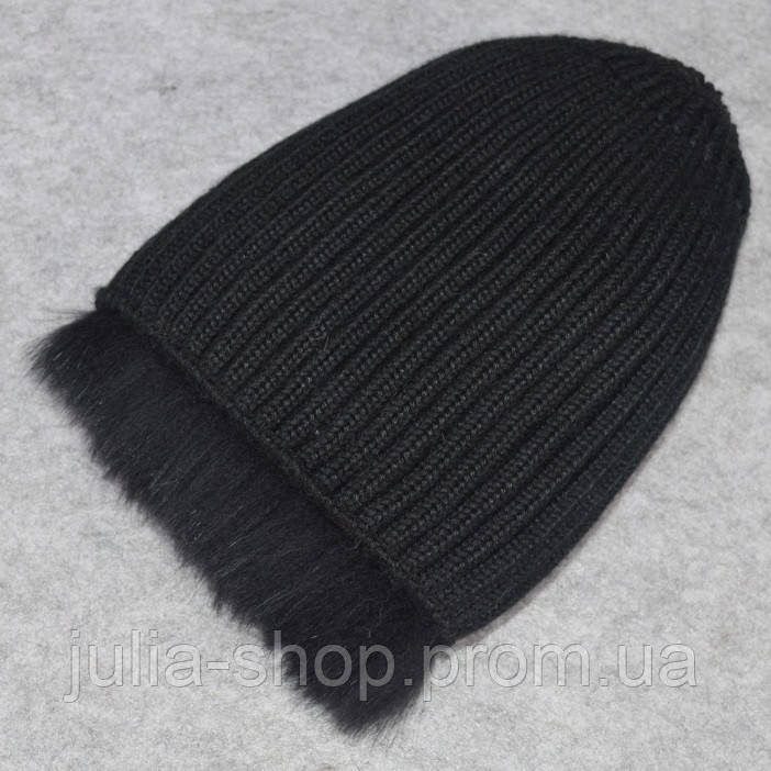 Женская шапка мех лисы цвет черный - фото 5 - id-p1039044033