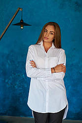 Жіноча сорочка подовжена для офіціанта і бармена білого кольору