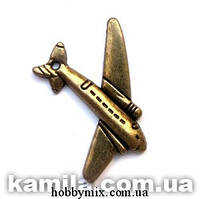 Метал. підвіска "самолет" бронза (2,6х3 см) 5 шт. в уп.