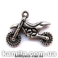 Метал. підвіска "мотоцикл" срібло (2,4х1,6 см) 6 шт. в уп.