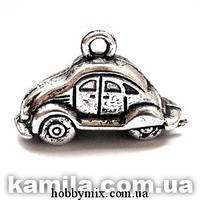 Метал. підвіска "машинка 3D" срібло (2,3х1 см) 5 шт. в уп.