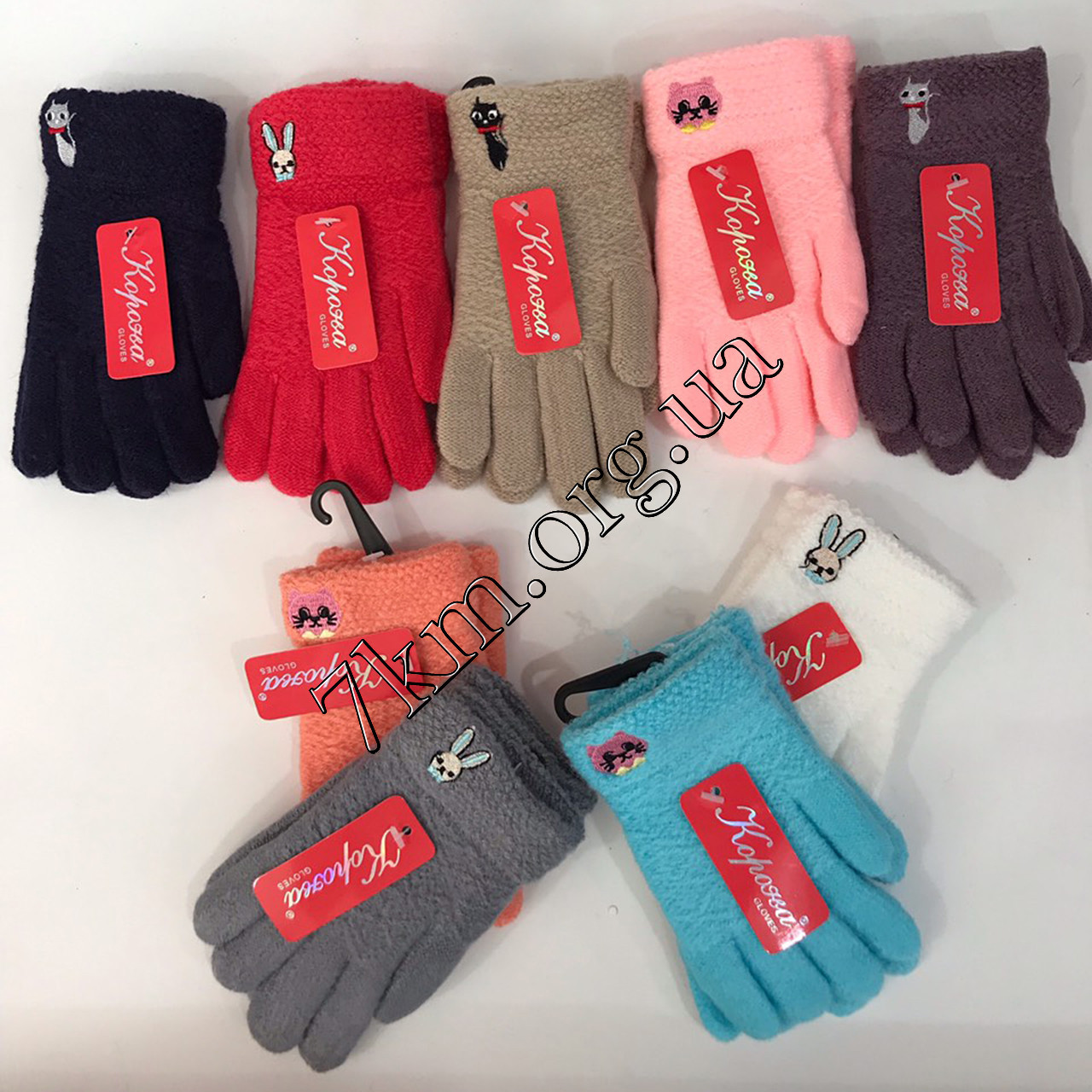 Рукавички дитячі з начосом для дівчинки "Тваринки" 3-5 років Корона Оптом 5808 S, фото 1