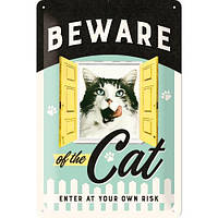 Табличка металлическая Beware of the Cat | Nostalgic-Art 22281