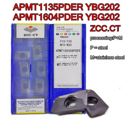 APMT160408 YBG202 (сталь, нерж.сталь) Пластина фрезерна, фото 1