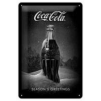 Табличка металлическая Coca-Cola Snow Black | Nostalgic-Art 62753