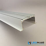 Широкий світлодіодний профіль під дві світлодіодні стрічки вбудовуваний 70(55)х32 мм + розсіювач в комплекті, фото 3