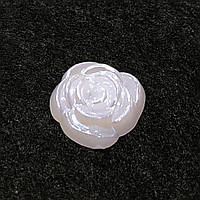 Кабошон Квітка Троянда, Смола, Перламутровий перелив, 15 mm діаметр, Фурнітура для виготовлення біжутерії