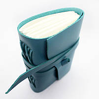 Шкіряний блокнот COMFY STRAP В6 жіночий бірюза ручна робота, фото 4