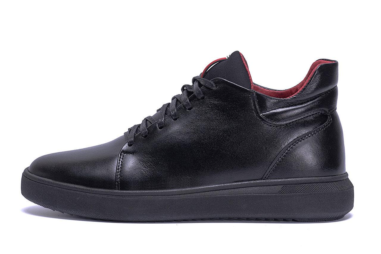 Чоловічі зимові шкіряні черевики ZG black Premium Quality чорні